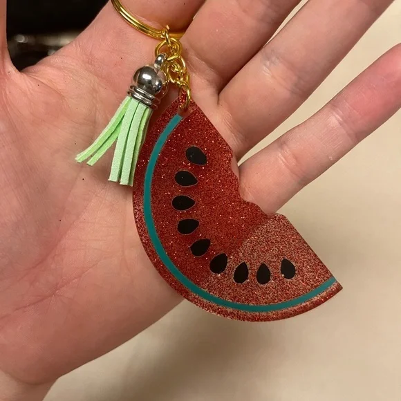 Handmade Watermelon Keychain w/ Paint - Picture 2 of 5